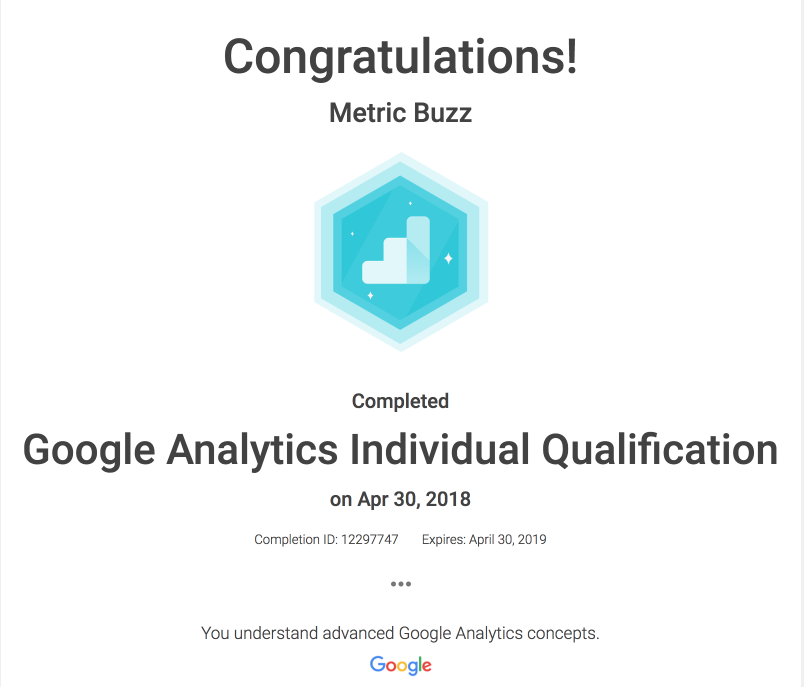 metricbuzz.com Google Analytics certificate